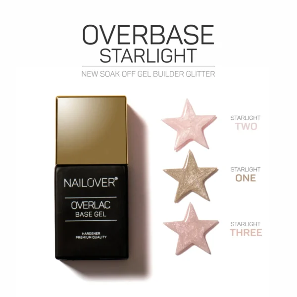 Overbase Starlight BUILDER GEL IN DER FLASCHE mit Glitter 3